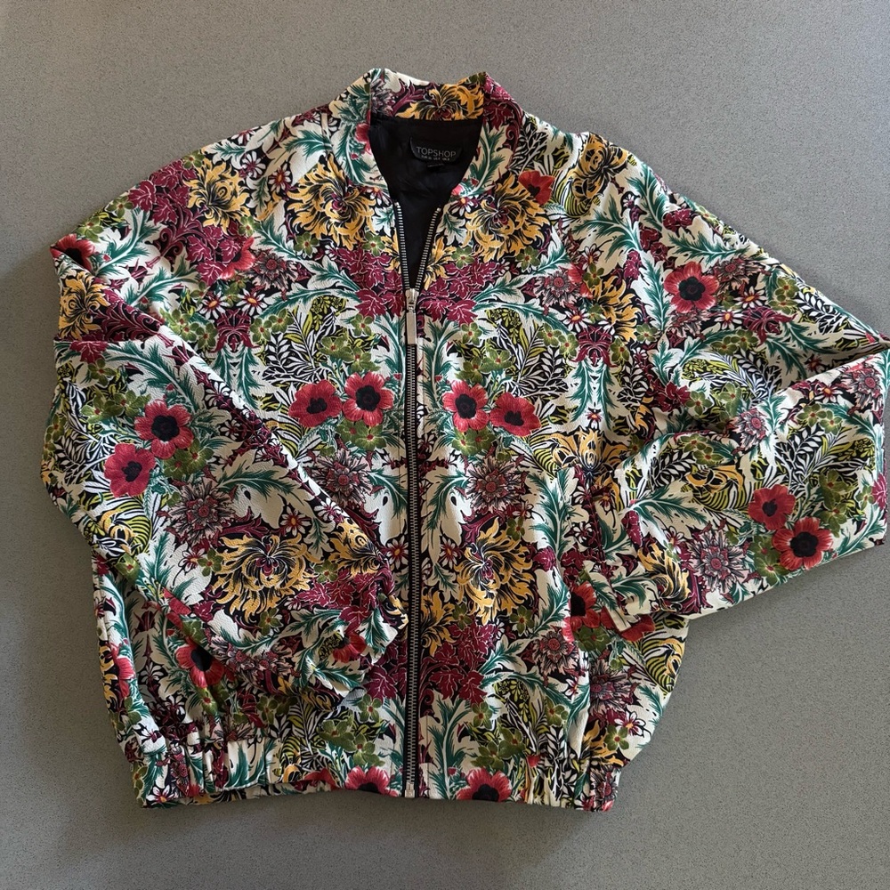 Topshop Floral Bomber Jacket